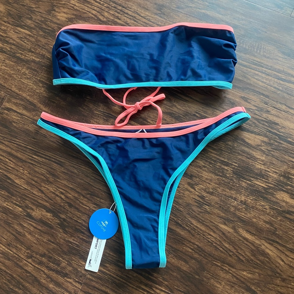 NWT Cupshe Multicolor Strapless Bikini Set